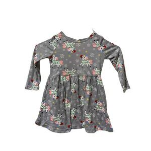 Freestyle Revolution Girls 2T Gray Christmas Unicorn Lights Long Sleeve Dress
